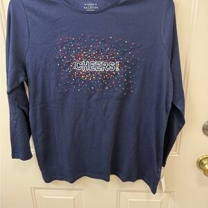 Talbots Kids Navy 'Cheers!' Embellished Long Sleeve Tee